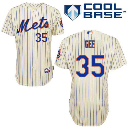 Dillon Gee #35 MLB Jersey-New York Mets Men's Authentic Home White Cool Base Baseball Jersey